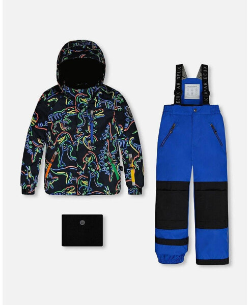 Toddler Boys Two Piece Snowsuit Royal Blue Printed Dinos - Toddler|Child