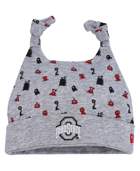 Newborn and Infant Boys and Girls Heather Gray Ohio State Buckeyes Critter Cuffed Knit Hat