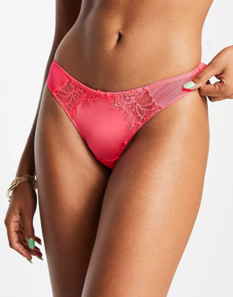 Figleaves Pulse eyelash lace thong in watermelon