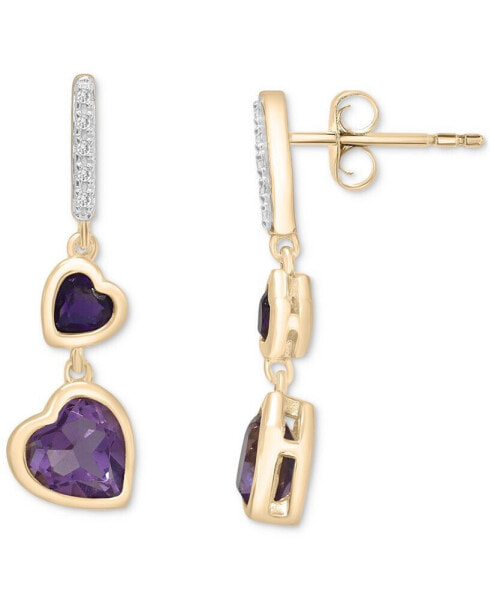 Серьги Macy's Amethyst & Rose de France Heart