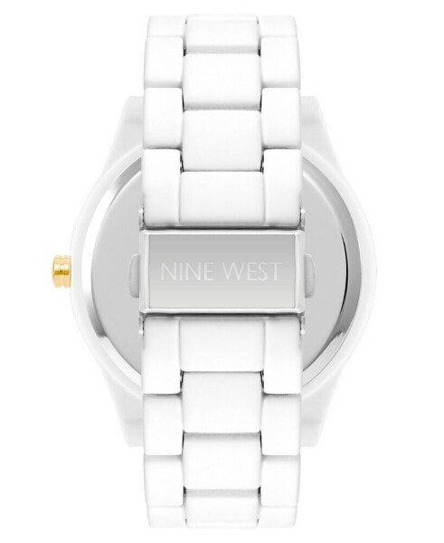 Women's Quartz Matte White Alloy Link Bracelet Watch, 42mm