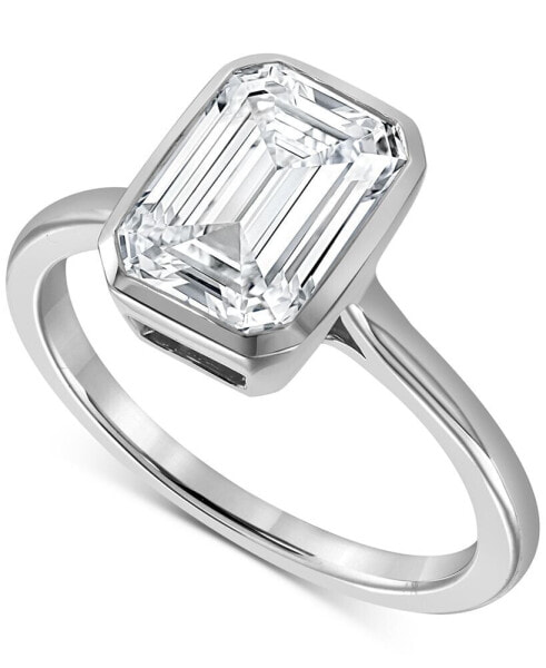 Certified Lab Grown Diamond Emerald-Cut Bezel Solitaire Engagement Ring (3 ct. t.w.) in 14k Gold