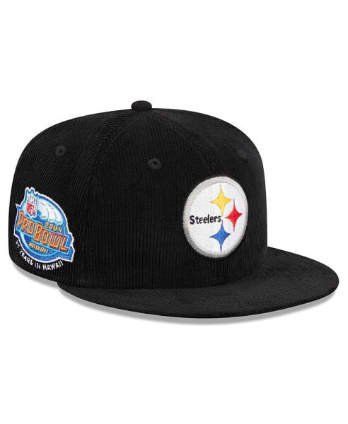 Men's Black Pittsburgh Steelers Throwback Cord 59FIFTY Fitted Hat
