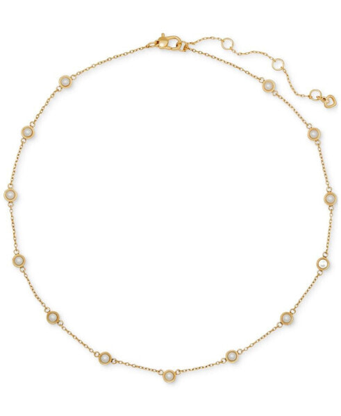 Gold-Tone Cubic Zirconia Station Necklace, 16" + 3" extender