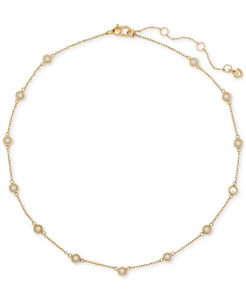 kate spade new york gold-Tone Cubic Zirconia Station Necklace, 16" + 3" extender