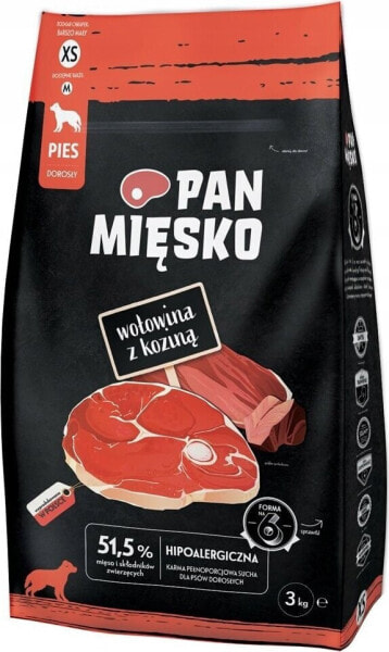 Pan Mięsko Pan Mięsko Karma sucha dla psa - wołowina i kozina chrupki XS 3kg