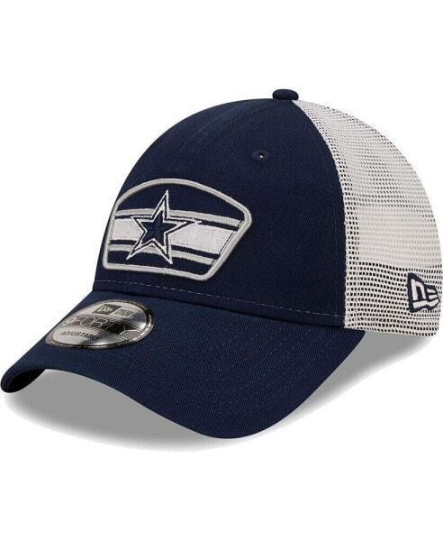 Men's Navy, White Dallas Cowboys Logo Patch Trucker 9FORTY Snapback Hat