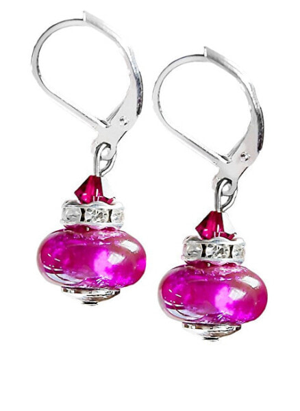 Magnificent Magenta Dream earrings with pure silver in Lampglas ESH4 pearls