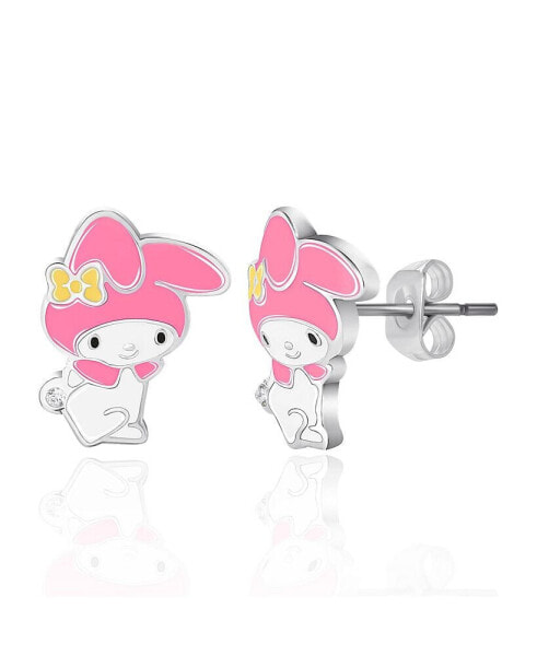 Sanrio My Melody Brass Flash Plated Enamel and Crystal Stud Earrings