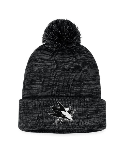 Men's Black San Jose Sharks Fundamental Cuffed Knit Hat with Pom