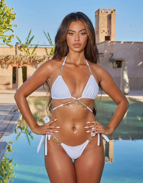 Moda Minx X Sophie Piper Seychelles wrap triangle bikini top in white