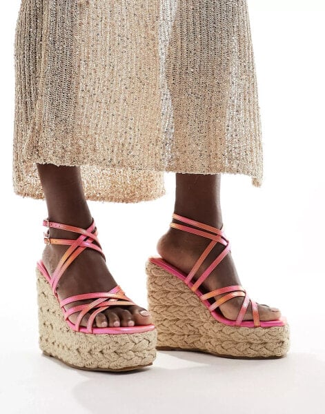 Simmi London Akela strappy espadrille in orange ombre