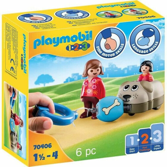 Playset Playmobil 1.2.3 Пёс дети 70406 (6 pcs)