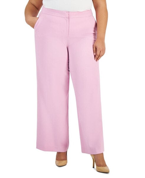 Plus Size Mid Rise Wide-Leg Pants