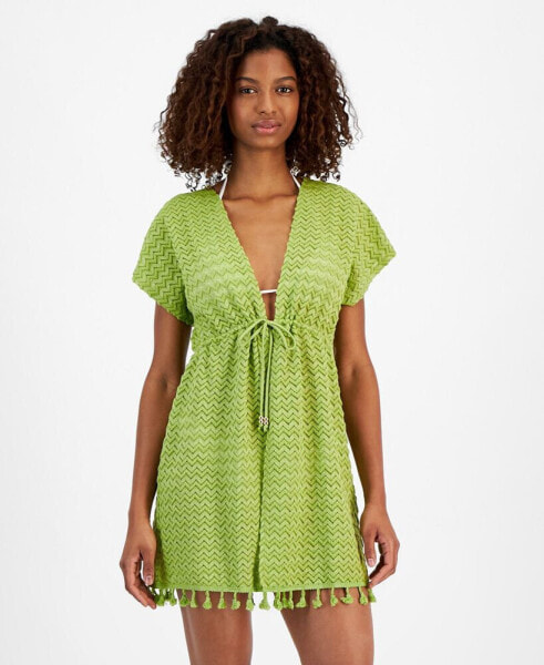 Women's Tie-Waist Chevron-Knit Cover Up, Created for Macy's