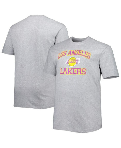 Men's Heathered Gray Los Angeles Lakers Big and Tall Heart and Soul T-shirt