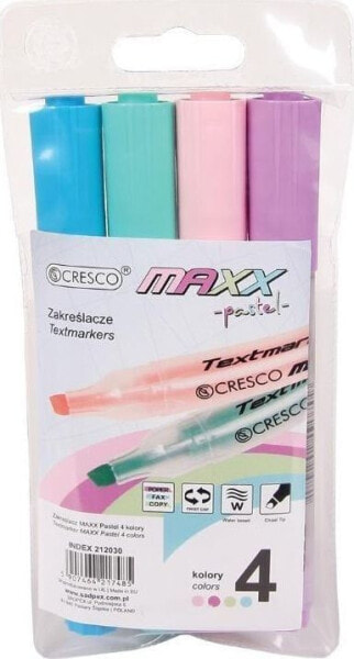 Фломастеры для детей Cresco Zakreślacz MAXX PASTEL 4 цвета