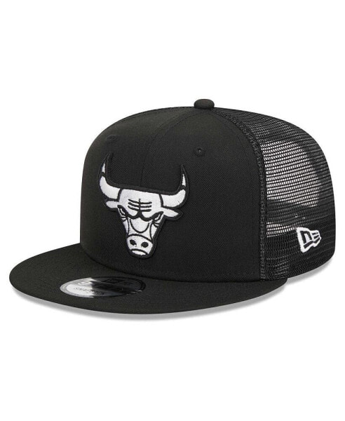 Men's Black Chicago Bulls Evergreen 9FIFTY Trucker Snapback Hat