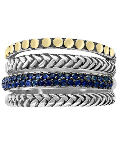 EFFY® Sapphire Multi-Row Stack Look Statement Ring (1/3 ct. t.w.) in Sterling Silver & 18k Gold