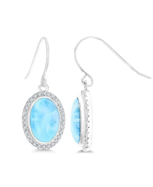 Larimar and Cubic Zirconia Fishhook Earrings (7/8 ct.t.w.) in Sterling Silver