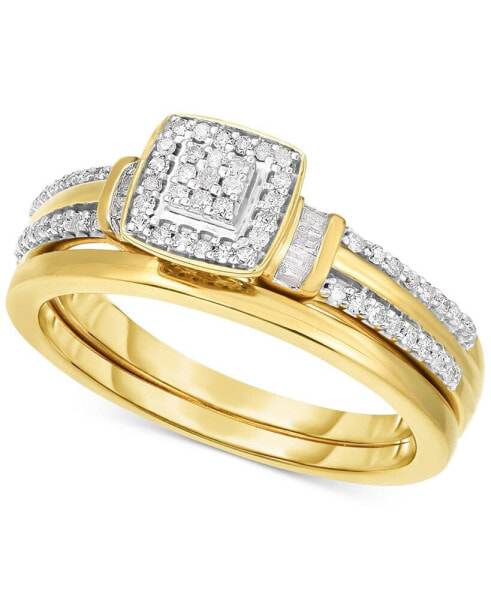 Diamond Square Cluster Ring (1/4 ct. t.w.) in 14k Gold-Plated Sterling Silver or Sterling Silver