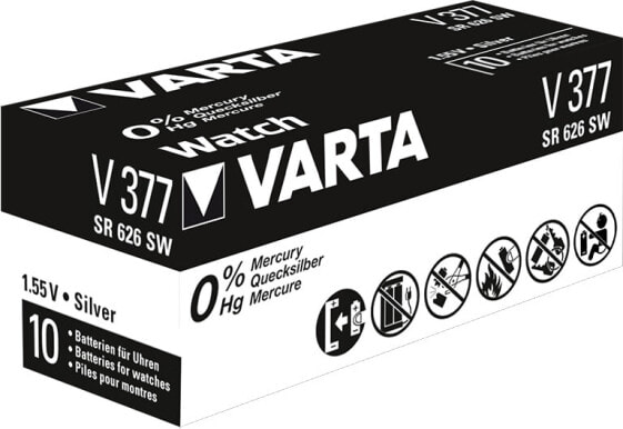 Varta V 377 - Single-use battery - SR66 - Silver-Oxide (S) - 1.55 V - 21 mAh - Silver