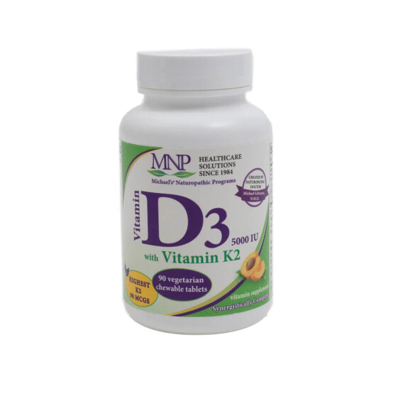 Michael's Naturopathic Programs Vitamin D3 with Vitamin K2 Витамин D3 (5000 МЕ) с витамином K2 90 мкг  90 жевательных таблеток со вкусом абрикоса