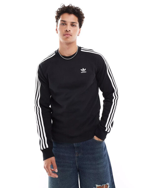 adidas Originals adicolor three stripe sweatshirt in black