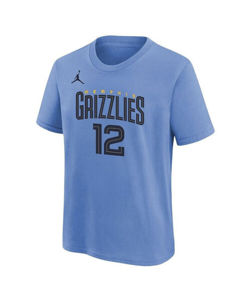 Big Boys Ja Morant Light Blue Memphis Grizzlies Statement Edition Name and Number Player T-shirt
