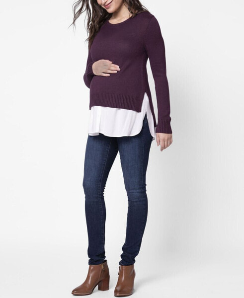 Women's Mock Shirt Maternity Nursing Sweater