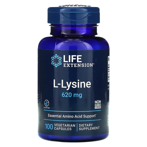 Витаминный препарат Life Extension L-Lysine, 620 мг, 100 вегетарианских капсул