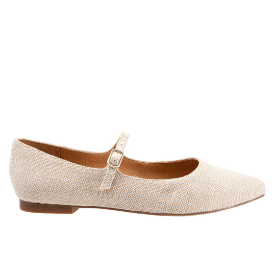 Trotters Hester T2007-270 Womens Beige Canvas Mary Jane Flats Shoes