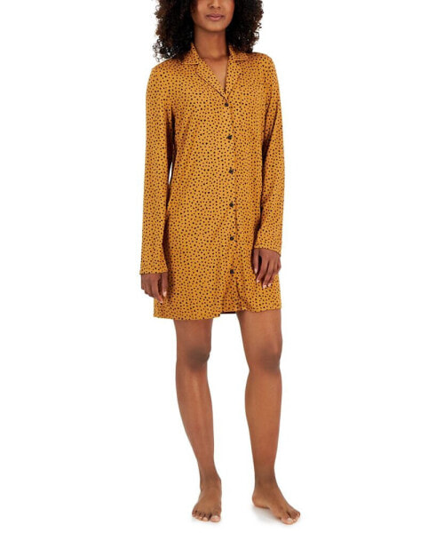 Women's Notched-Collar Long-Sleeve Sleepshirt, Created for Macy's