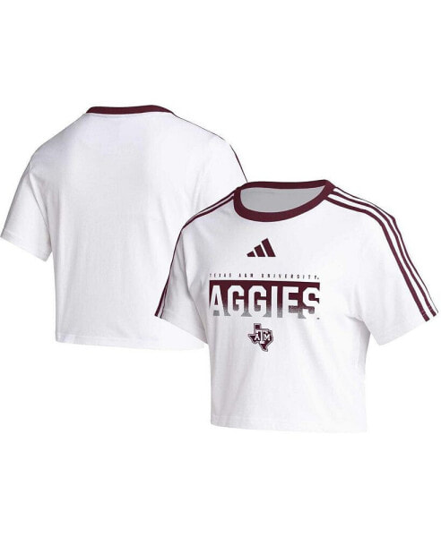 Майка Adidas White Texas A&M Aggies ThreeStripes Crop