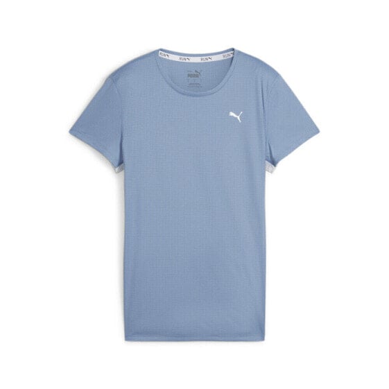 Puma Run Favorites Velocity Logo Crew Neck Short Sleeve T-Shirt Womens Blue Casu