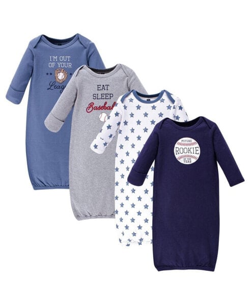 Baby Girl Cotton Gowns, 4-Pack