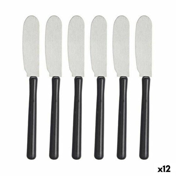 Нож для масла Чёрный Серебристый Нержавеющая сталь Пластик Нож для масла (12 штук)