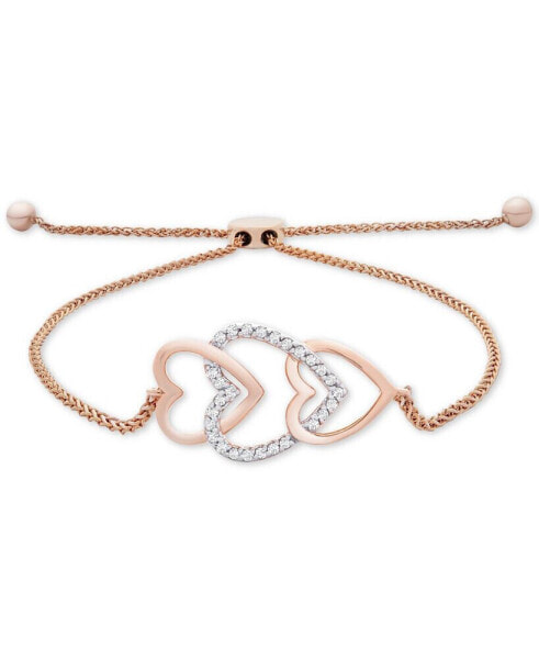 Diamond Multi-Heart Bolo Bracelet (1/10 ct. t.w.) in 14k Rose Gold, Created for Macy's