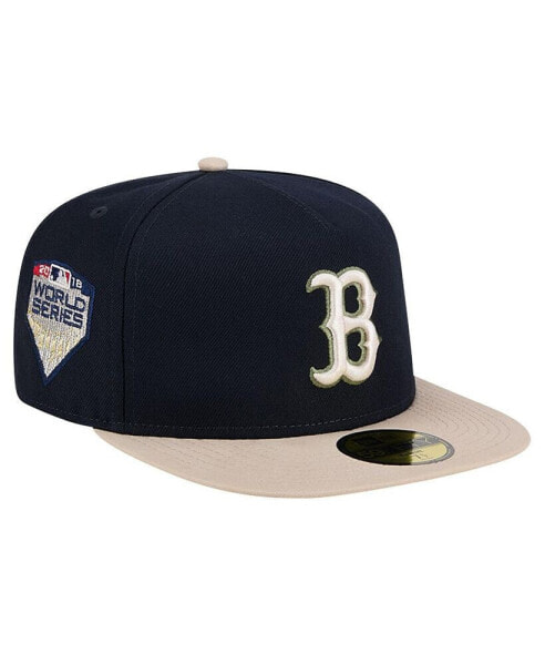 Men's Navy Boston Red Sox Canvas A-Frame 59FIFTY Fitted Hat