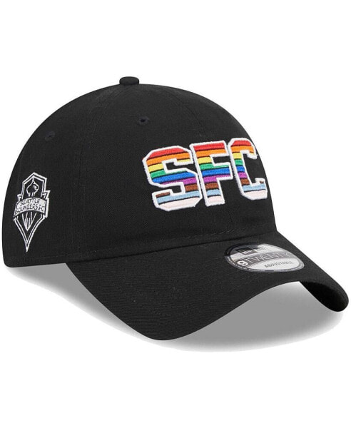 Men's Black Seattle Sounders FC Pride 9TWENTY Adjustable Hat