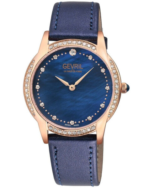 Часы Gevril Airolo Blue Leather Watch