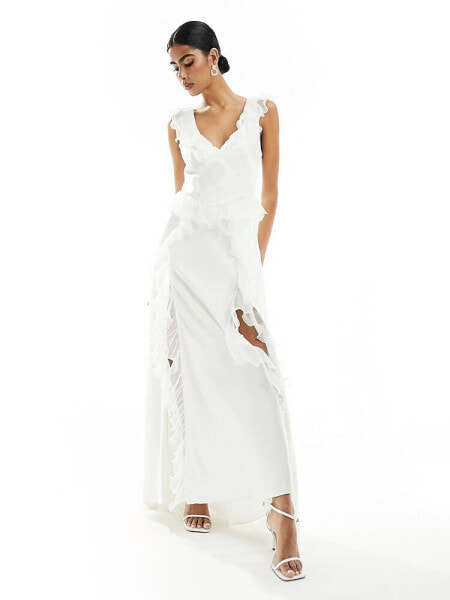 Forever New Bridal ruffle maxi dress in ivory