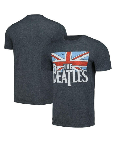 Men's and Women's Gray The Beatles Distressed British Flag T-shirt