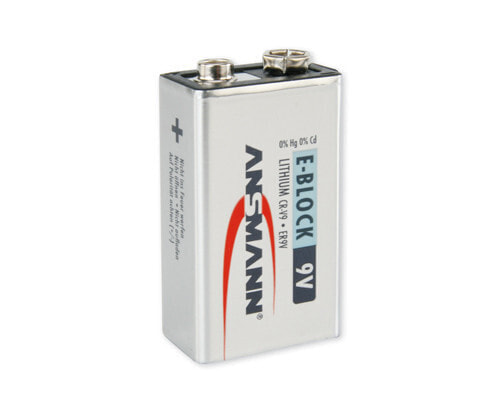 Одноразовая батарейка ANSMANN® 9V E-Block (Литиевая, 10.8 В, 1 шт.) - Серебристая
