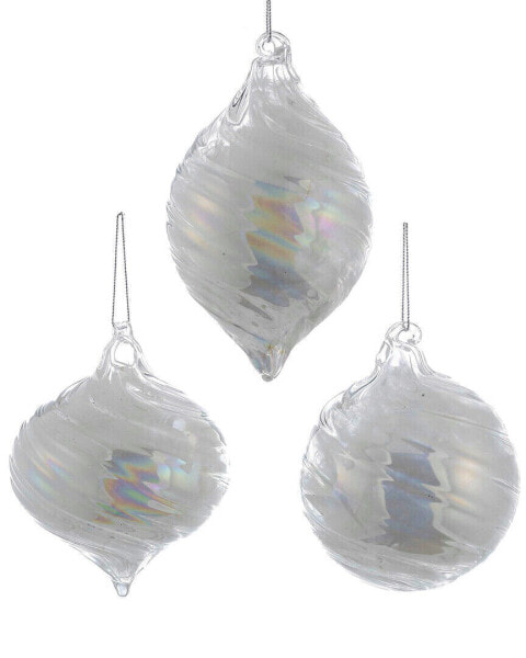 Kurt Adler 90Mm Glass Pearl Ball, Onion & Finial Christmas Ornaments Multicolor