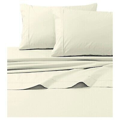 Cotton Percale Solid Sheet Set (Twin Extra Long) Ivory 300 Thread Count -