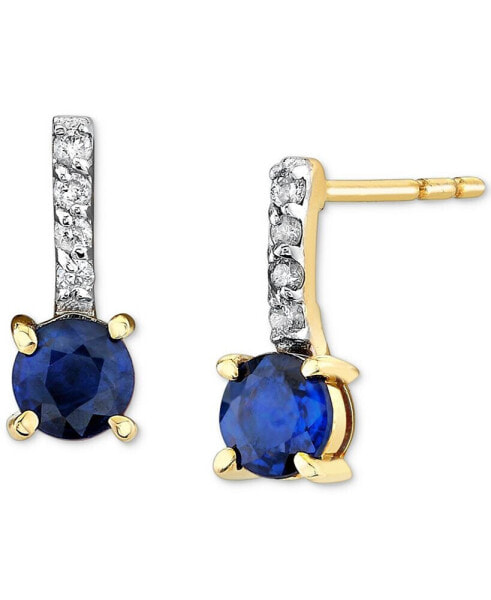 Серьги Macy's Sapphire & Diamond Stud