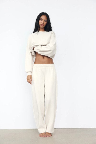 STRAIGHT-LEG PLUSH TROUSERS