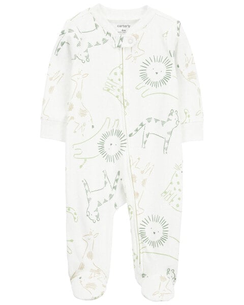 Baby Animal Print Zip-Up Cotton Sleep & Play Pajamas Preemie (Up to 6lbs)
