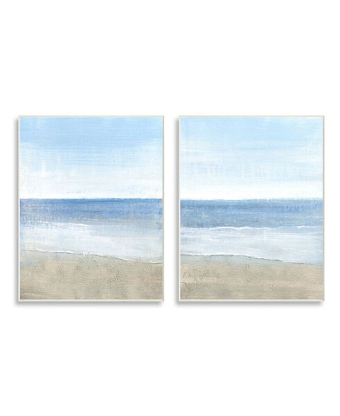 Coastal Seafoam Beach Waves Soft Tide Landscape Art, Set of 2, 10" x 15"
